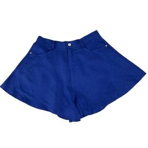 Olivaceous Blue Flare Linen Blend Shorts Size Medium NWT